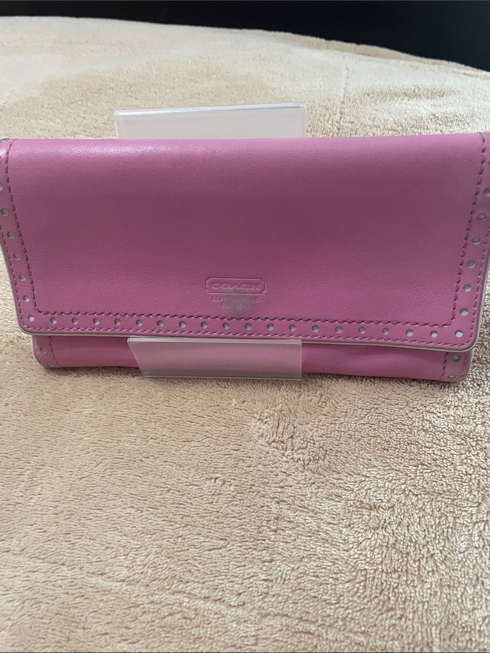 Coach Pink Leather Trifold Wallet